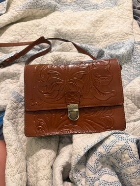 Patricia Nash Embossed Leather Crossbody in Brown